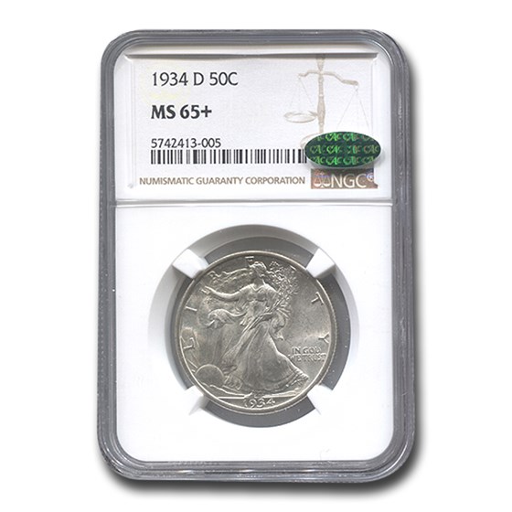 1934-D Walking Liberty Half Dollar MS-65+ NGC CAC 1934-D Walking Liberty Half Dollar MS-65+ NGC CAC